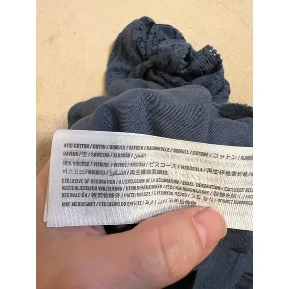 Abercrombie Lace and Chiffon Dress NWT Knee Length Dusty Blue Size Large - Picture 10 of 10